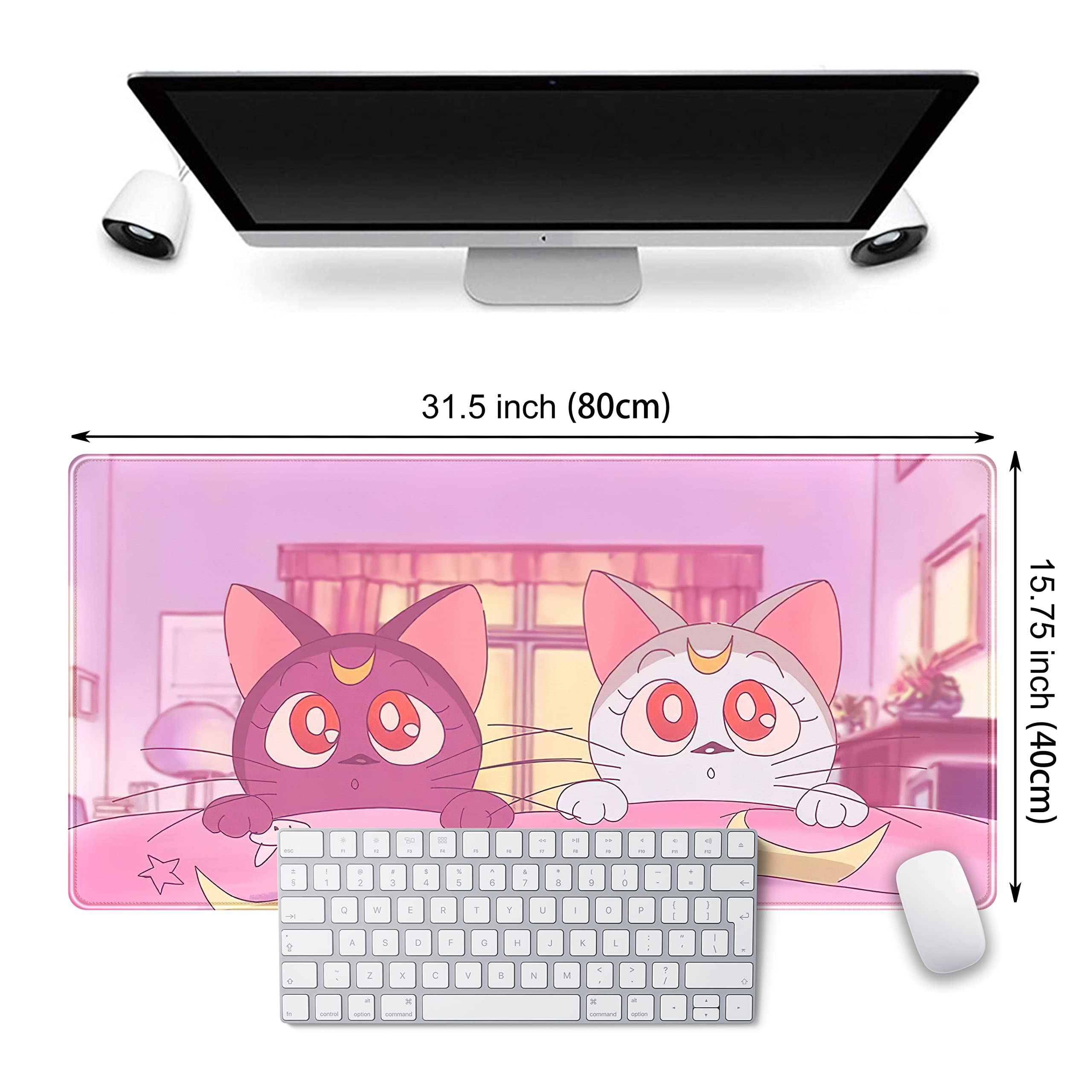 Tappetino da scrivania Kawaii Anime - Motivo a gatto carino - Viola lavanda - Tappetino per mouse esteso - Tappetino per mouse per laptop - 80 x 40 c | Leroy Merlin