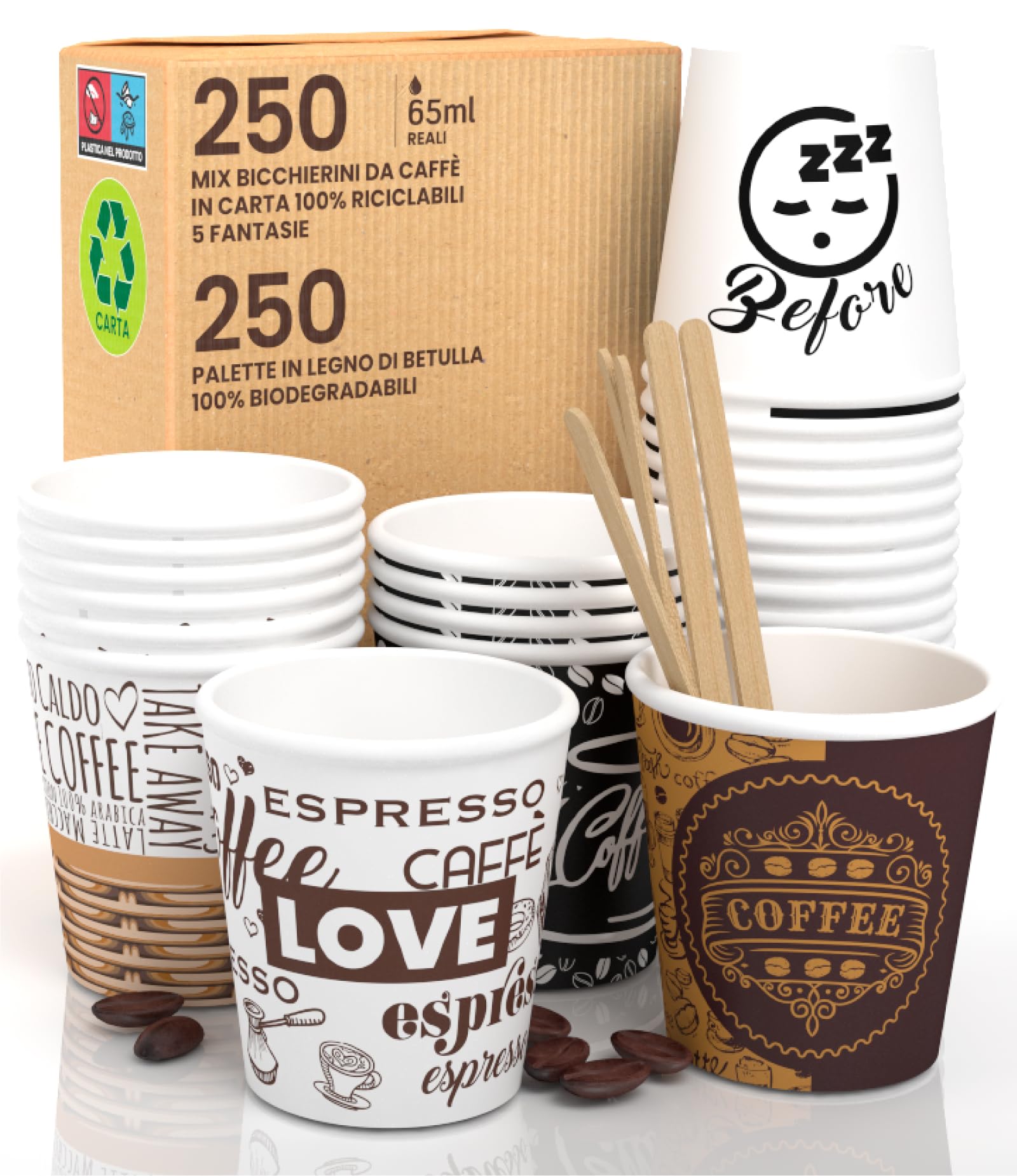 300 Palette Per Caffè In Carta Monouso - Biodegradabili, Made In Italy, Per Mescolare Bevande - Foto 8