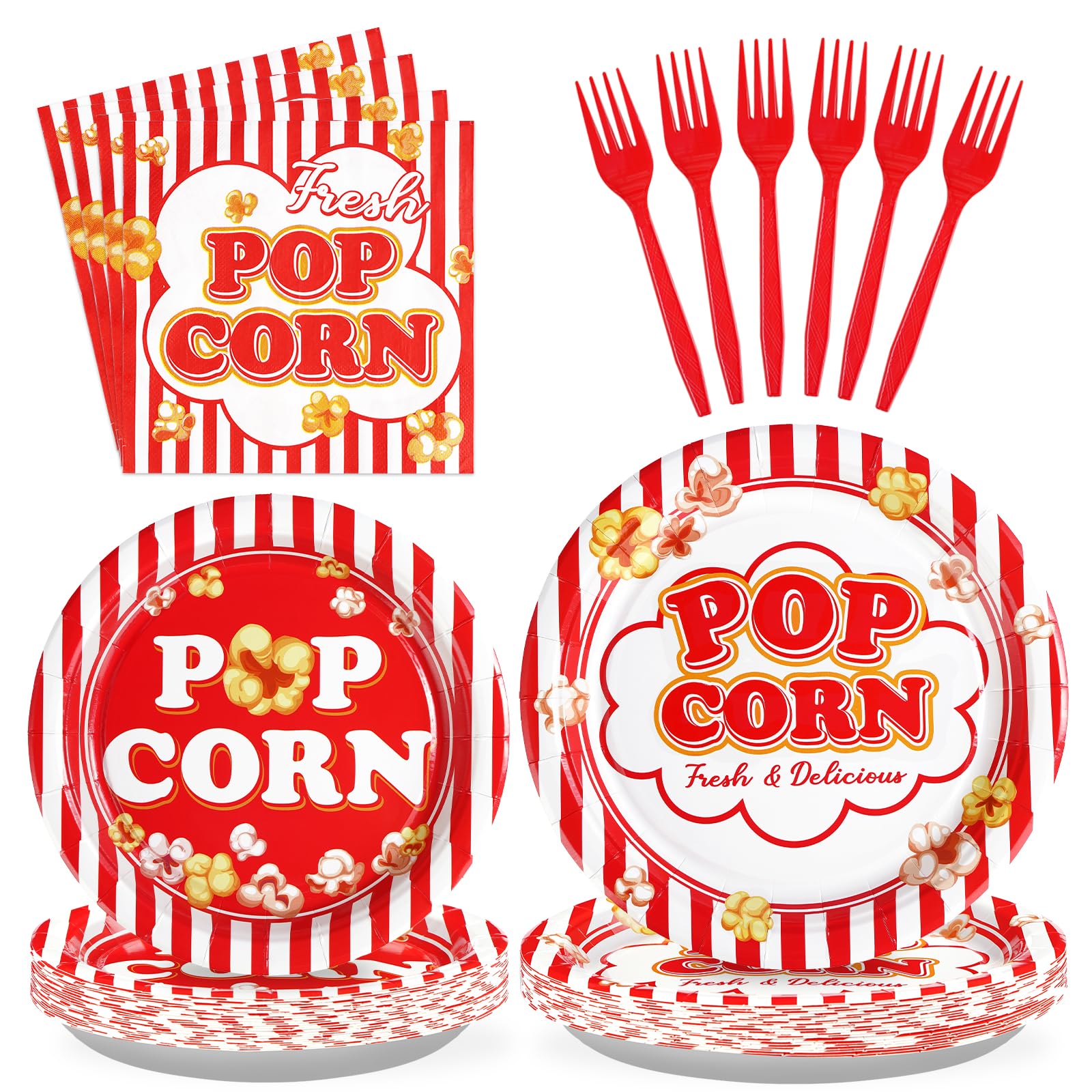 96Pcs Popcorn Party Supplies for Movie Night Serves 24