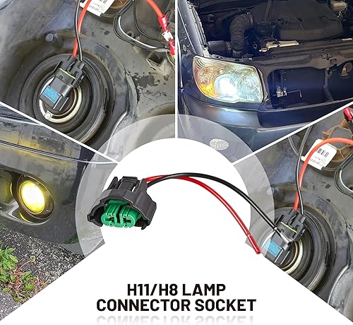 Miniatura 7 de RED WOLF H8 H11 880 881 Adaptador hembra Conector de cable de repuesto OEM Faro antiniebla Arnés de cableado Retrofit Pigtail Compatible con Jeep