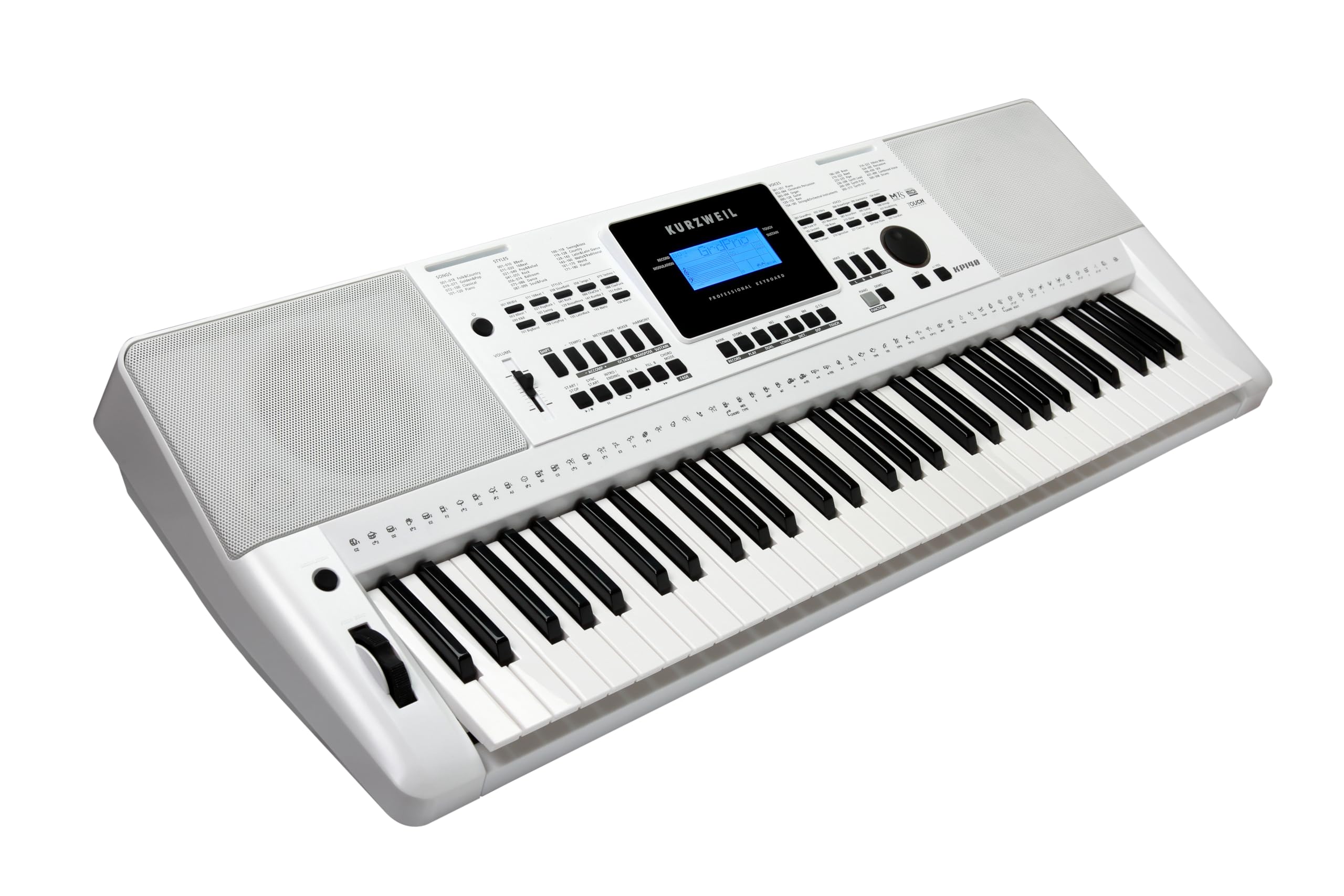 Kurzweil KP140-WH, Arranger Keyboard, 61 tasti leggeri con dinamica di blocco, bianco