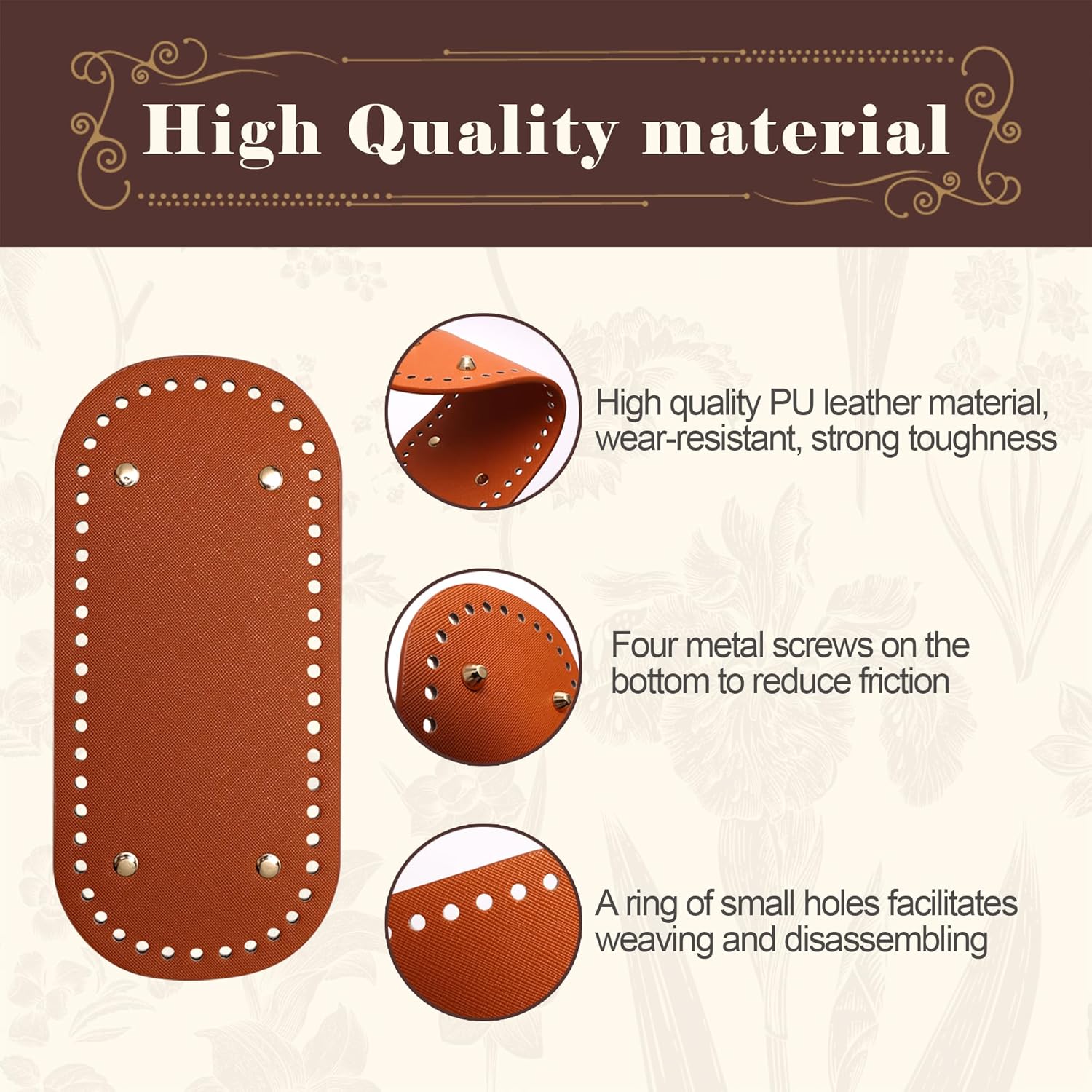 Zhaoyao 4Pcs Bag Bases for Crochet, Comes with 2 Crochet Hooks, 8.7 * 4 inch Bag Botttom Purse Bottoms for Crocheting, 4 Colors, Making Supplies for Weaving The Bottom of Handbags, Purses (6) - Image 4