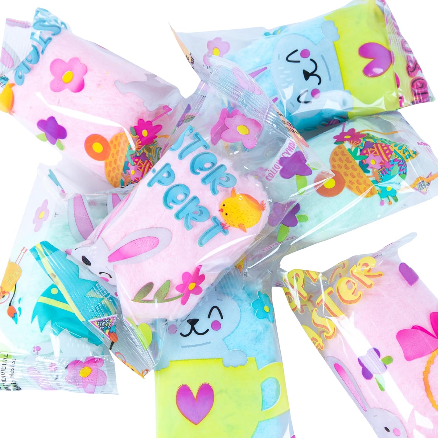 Easter Candy - Cotton Candy 240 Pack, | LUPY LUPS | Individually Wrapped 0.5 oz Each | Easter Basket Stuffers, Party Favors, Easter Gifts for Kids | Egg Hunt Treats, Candy Buffet & Dessert Table.