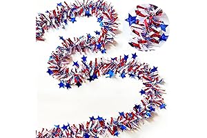 Patriotic Tinsel Garland for 4th of July, 32.8 FT 5 Pcs