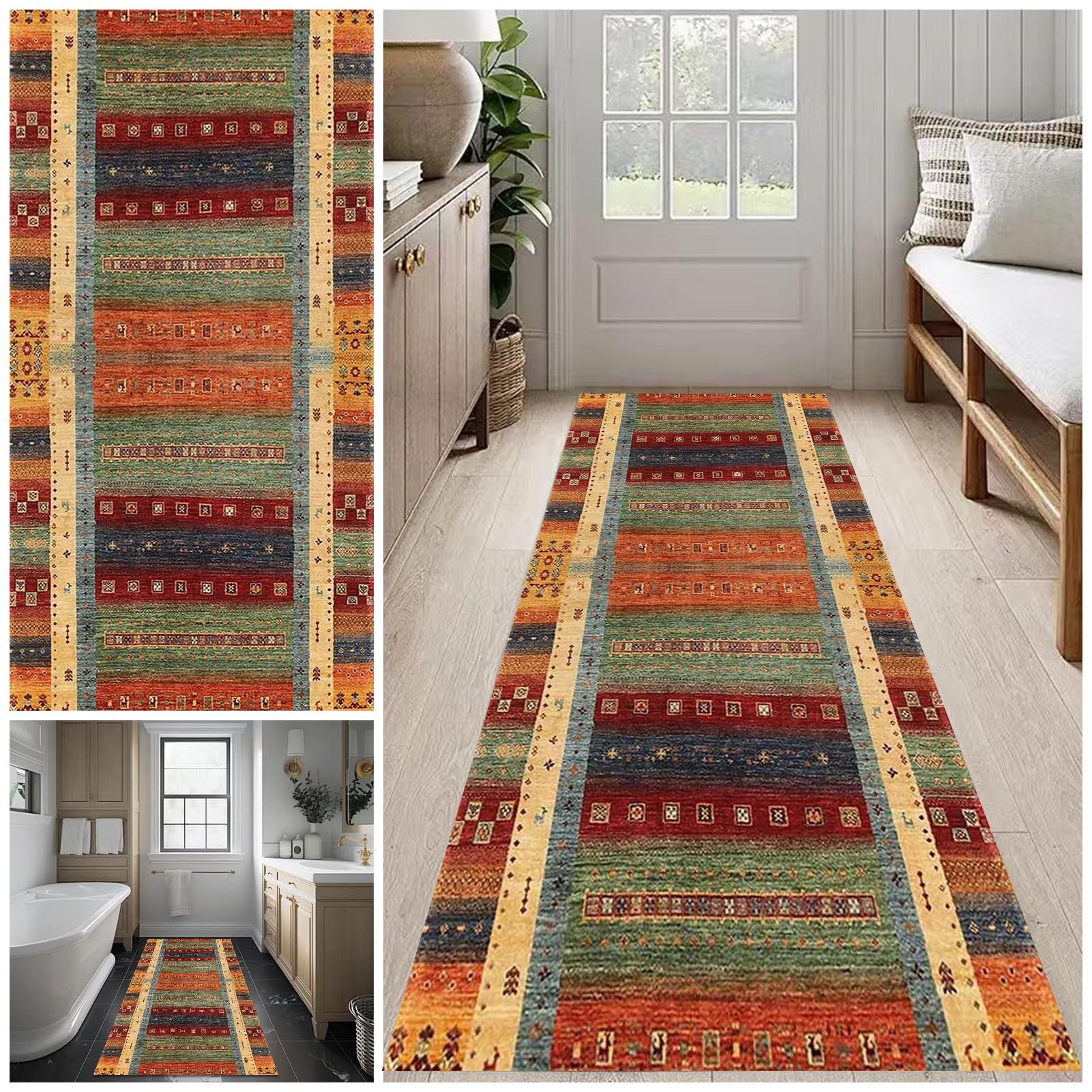 Carpet Runner for Hallway Non Slip Long 40 x 200 cm Washable Kitchen Runner Rugs for Hallway Non-Slip Long Entryway Runner Rug Laundry Bedroom Room Rug Runner Long Hallway Hall Runner Narrow Rugs