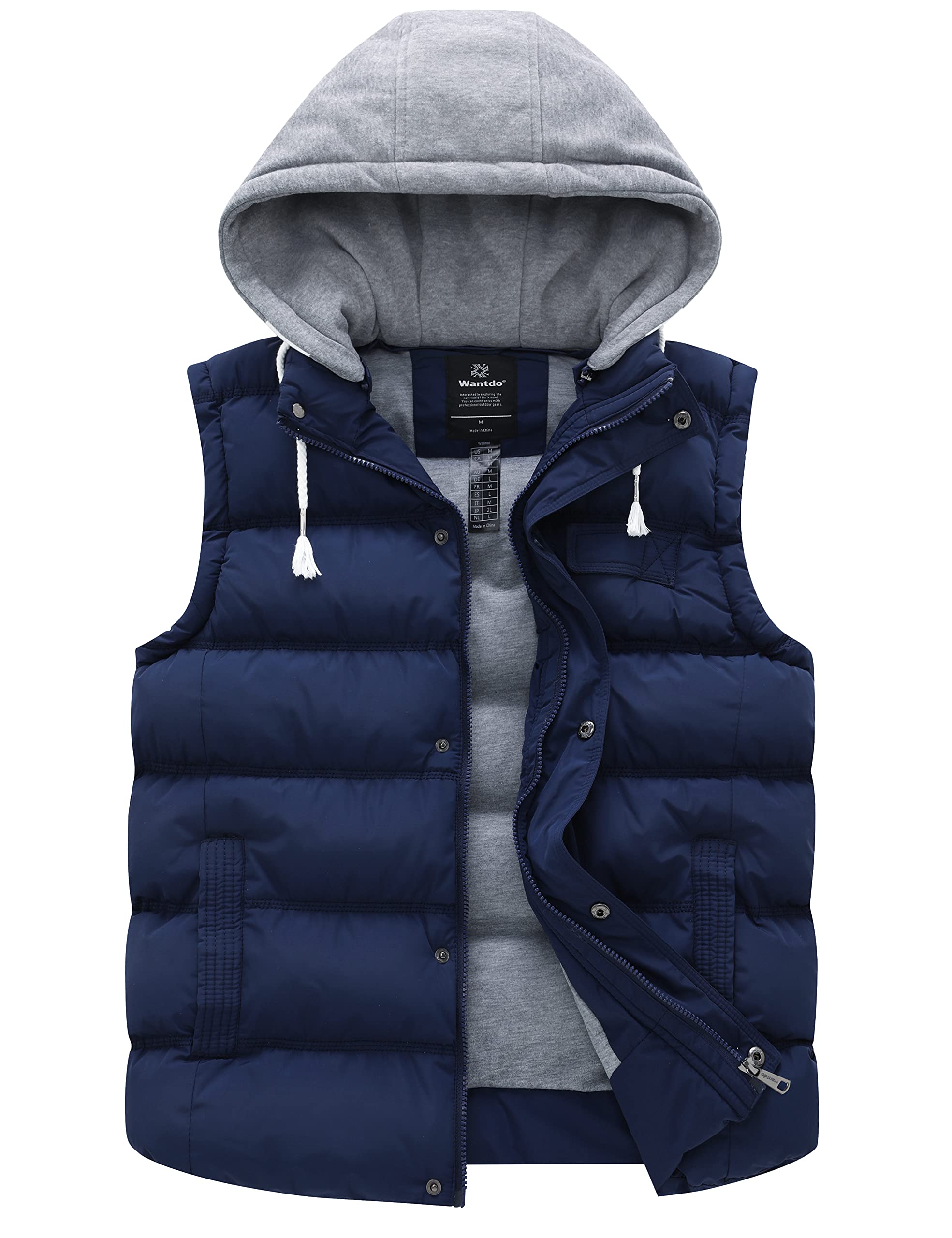 wantdoWomen's Quilted Puffer Vest Thicken Warm Winter Coat with Removable Hood