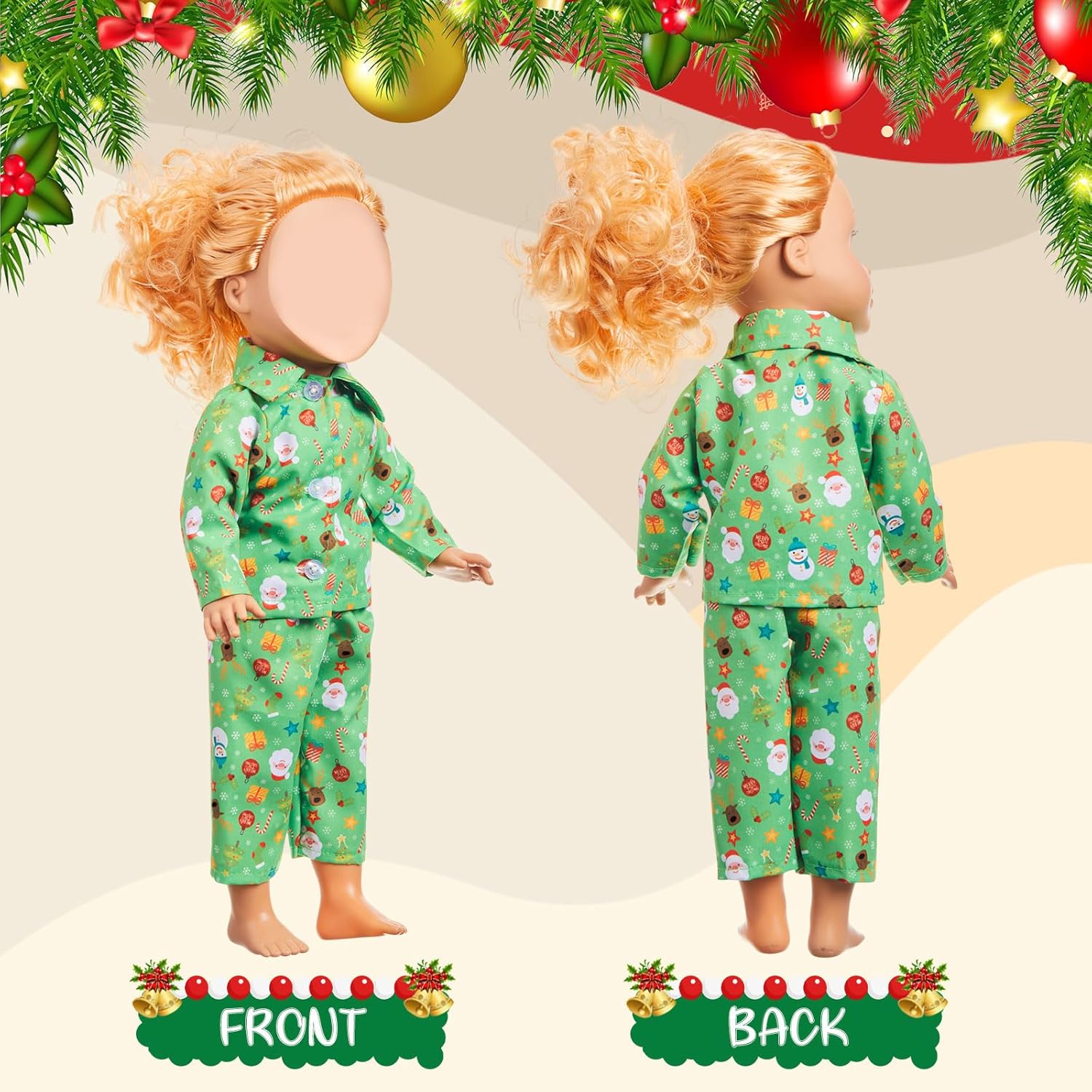 Simgoing 6 Set Christmas Doll Clothes for 18 Inch Dolls Accessories Christmas Pajamas Set Fashion Doll Clothes Pajamas Decor for Xmas Holiday Decoration Gift Supplies