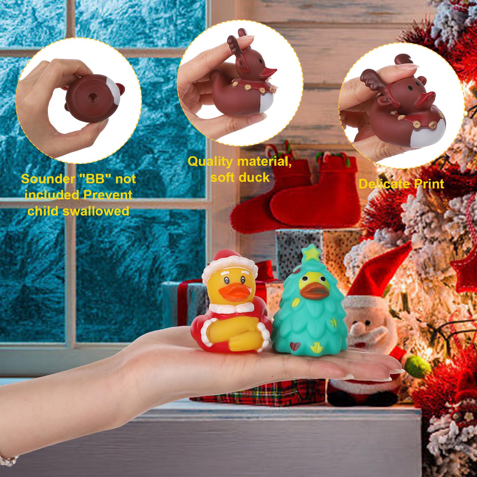 20pcs Assorted Rubber Ducks - 20 Styles Mini Rubber Duck Bath Toys for Christmas Holiday Celebrations & Party Gifts - Image 3