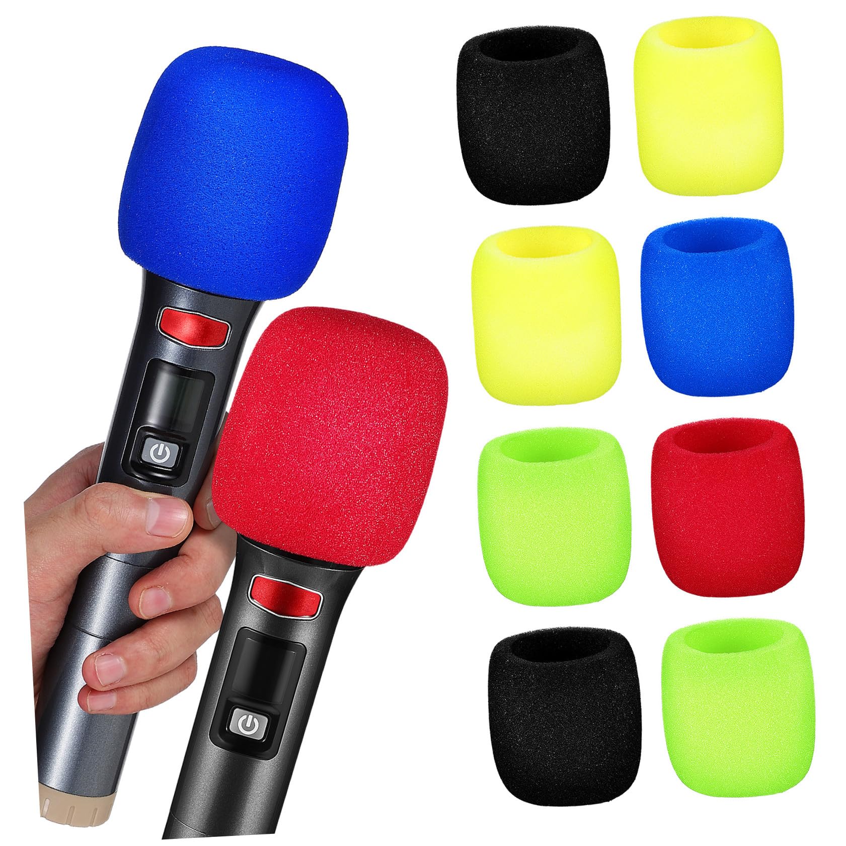 10 pièces Bonnette Micro Épaisse Éponge pour Microphone Ktv Conférence Scène Protection Poussière Noir Bleu Vert