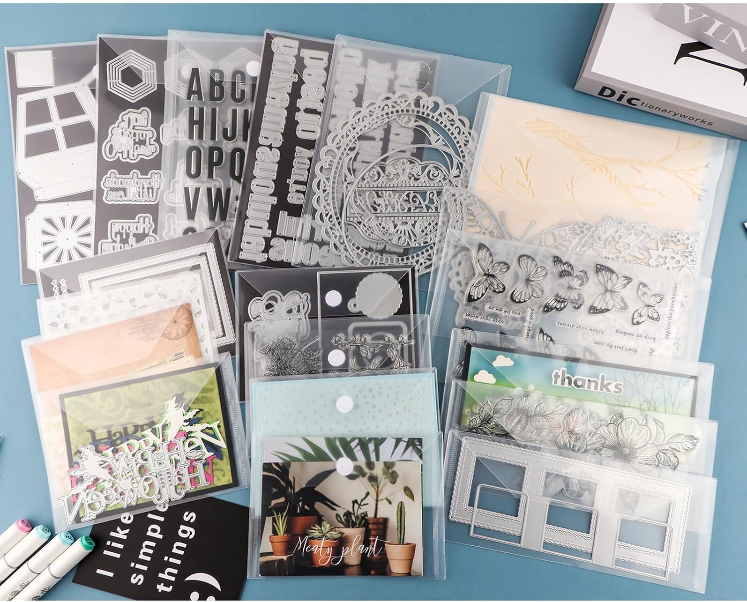 Briartw 90 Pack Storage Envelopes,Clear 6.4x6.4 Resealable Plastic Envelopes Pockets for Cutting Dies Stencil Crafts Organizer Holder,Storage Bag for Clear Stamp,Die Cuts,Scrapbook Paper,Photos - Image 6