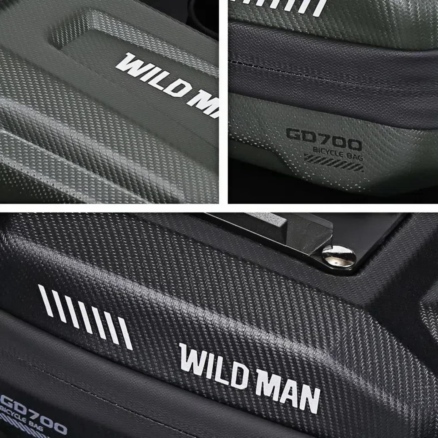 WILD MAN Bike Seat Bag Bicycle Saddle Bag Under Seat Waterproof Hard Shell Bike Compatible with Phones Under 6.8”(GD700,Black)