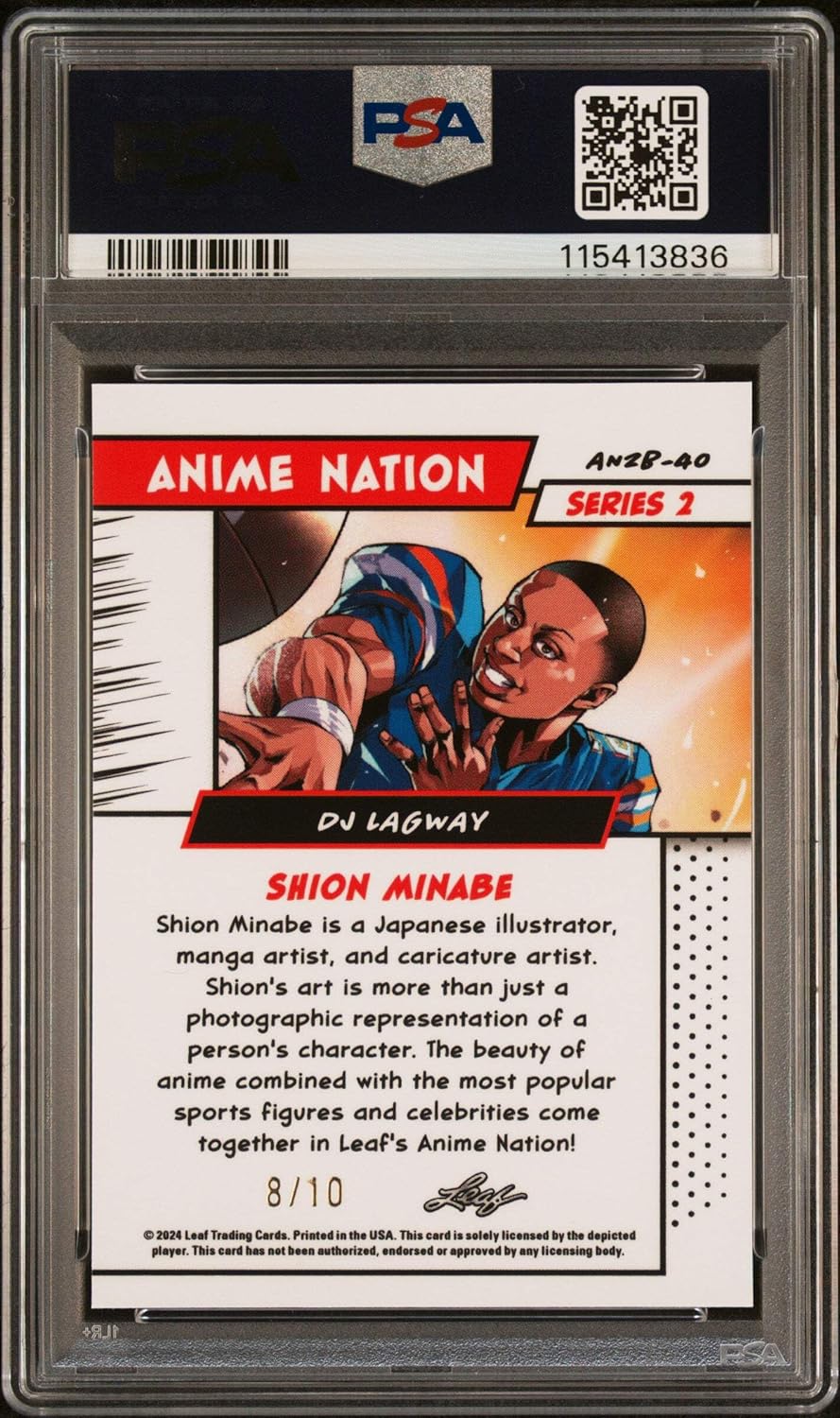 Graded 2025 Leaf Web Exclusives DJ Lagway #40 Anime Nation Series 2 Pink /10 Football Card PSA 9 Mint