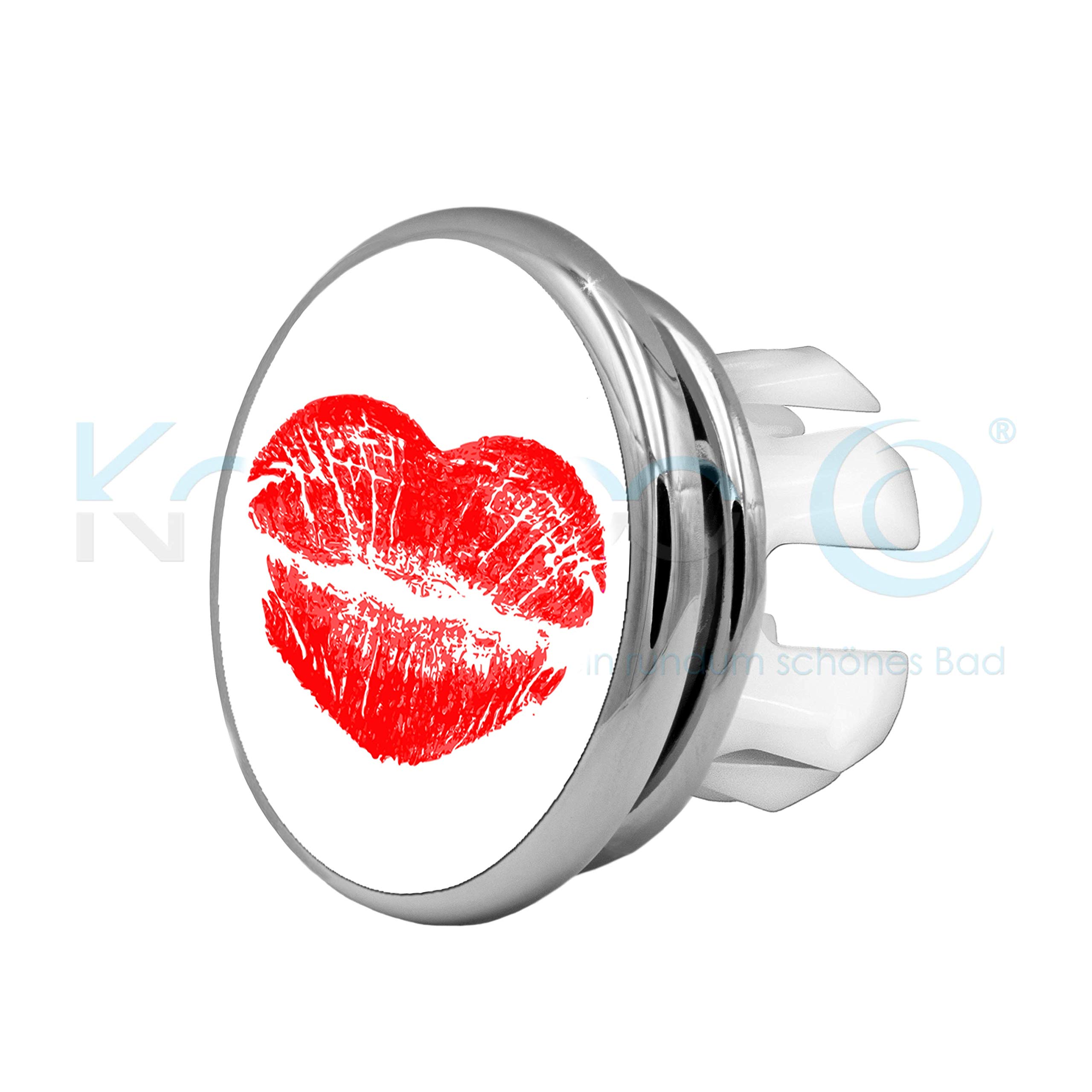 Knoppo Waschbecken Überlaufabdeckung - Chrom Mit Herz-Schlüssel Motiv