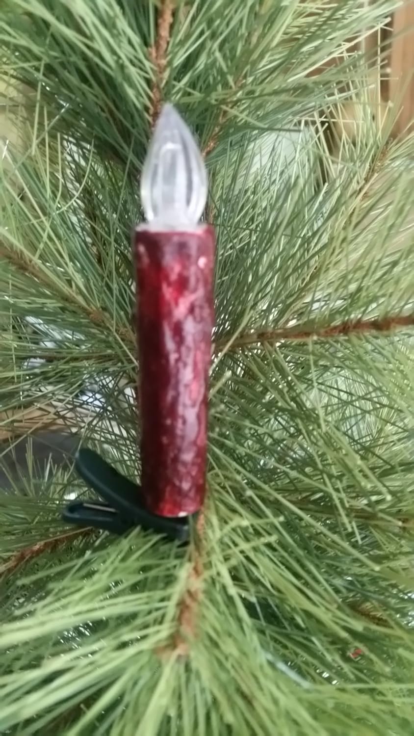 Judy Condon Hand-Poured Holiday Tree Candle Lights Cranberry Box 10 with 1 Remote