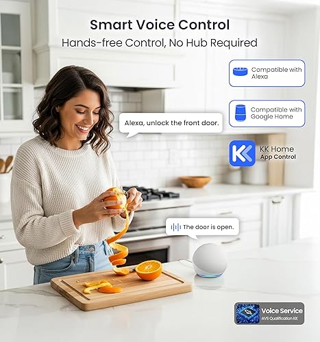 Miniatura 7 de Veise VE027 - Cerradura inteligente Wi-Fi integrada, cerradura de puerta delantera sin llave de huellas dactilares, control remoto de aplicación, no