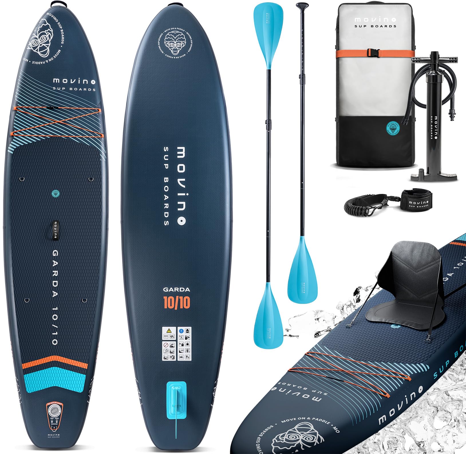Movino Garda Allround 10'10” Set de Tabla de Stand Up Paddle Inflable Sup Tabla de Paddle Ligera Stand Up Paddleboard Tablas de Sup y Accesorios para Deportes Acuáticos 330 cm