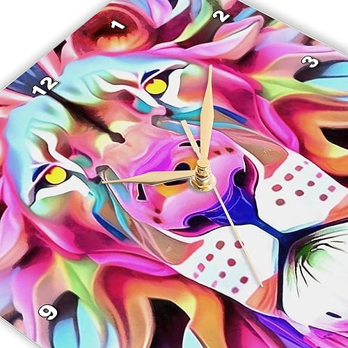 Miniatura 3 de 3dRose Wall Clock Silent - 10 inch - an Unreal Dreamlike Lion Fantasy Art - Acrylic Art - Geometric Abstract