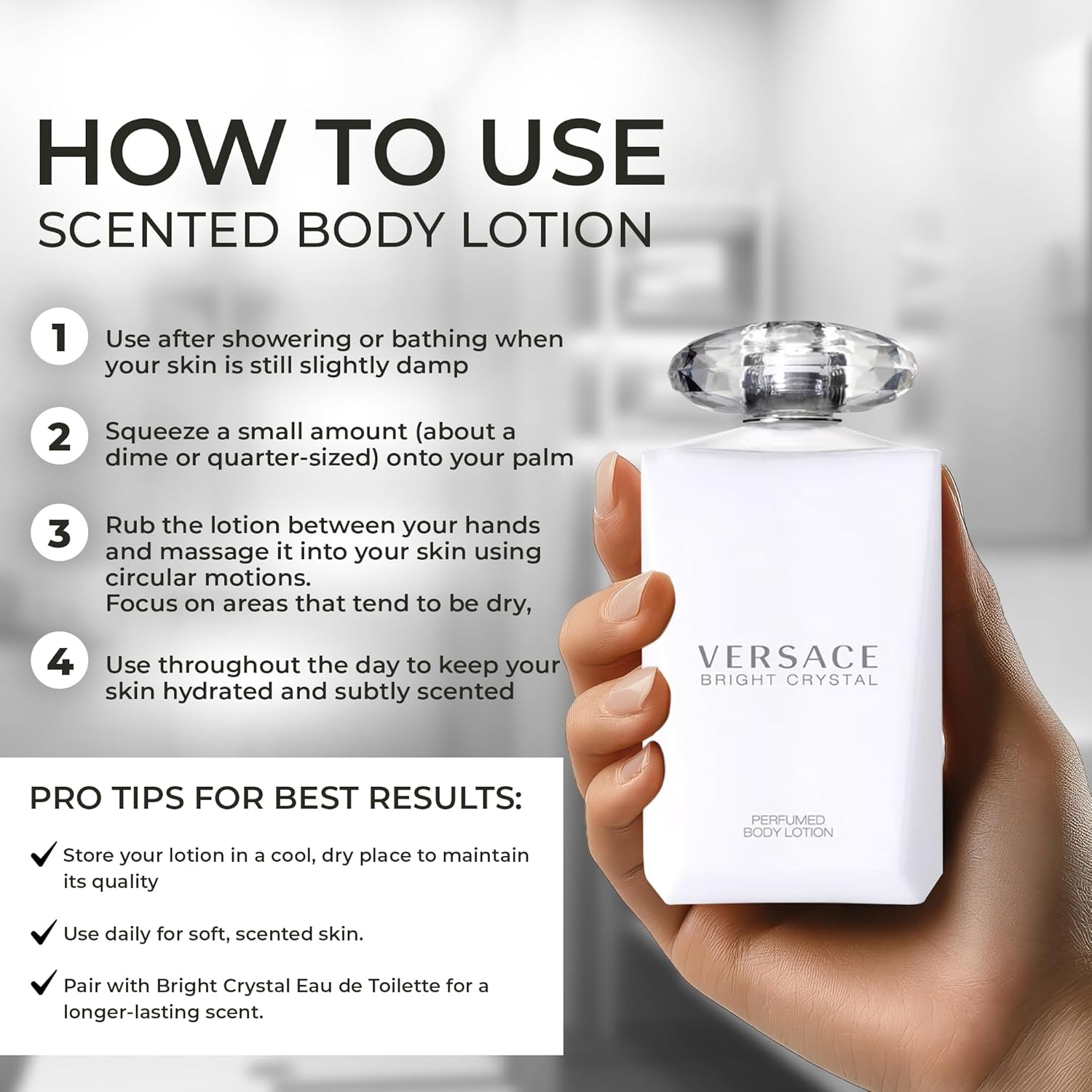 Versace Bright Crystal Perfumed Body Lotion for Women – 6.7 Ounces - Image 4