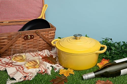 Miniatura 6 de Larder & Vine Juego de 4 piezas de hierro fundido esmaltado, apto para horno y adecuado para todas las estufas, incluye olla holandesa de 5.7