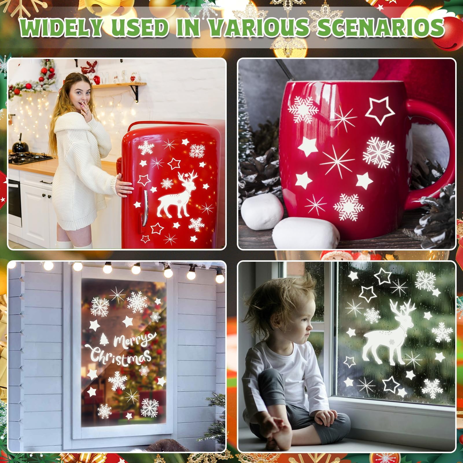 150 Autocollants Flocons De Neige Fluorescents Pour Fenêtre - Brillent Dans Le Noir, Sans Colle, Repositionnables - Décoration Noël Maison, Bureau, école - 7