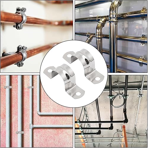 Miniatura 6 de Abrazadera de conducto M25 (1 pulgada), 32 piezas, correa de acero inoxidable de 2 agujeros, soporte en U, abrazadera de correa rígida para tuberías