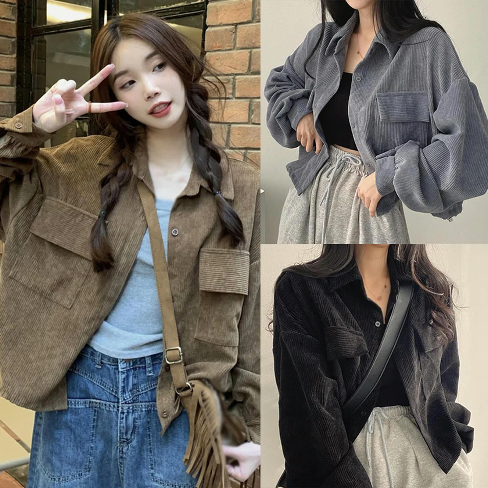 Giacca Uomo Donne Velluto A Vellutoy A Manica Lunga Camicia Giubbotto Oversize per Oversize Giacca da Lavoro Casual con Tasca