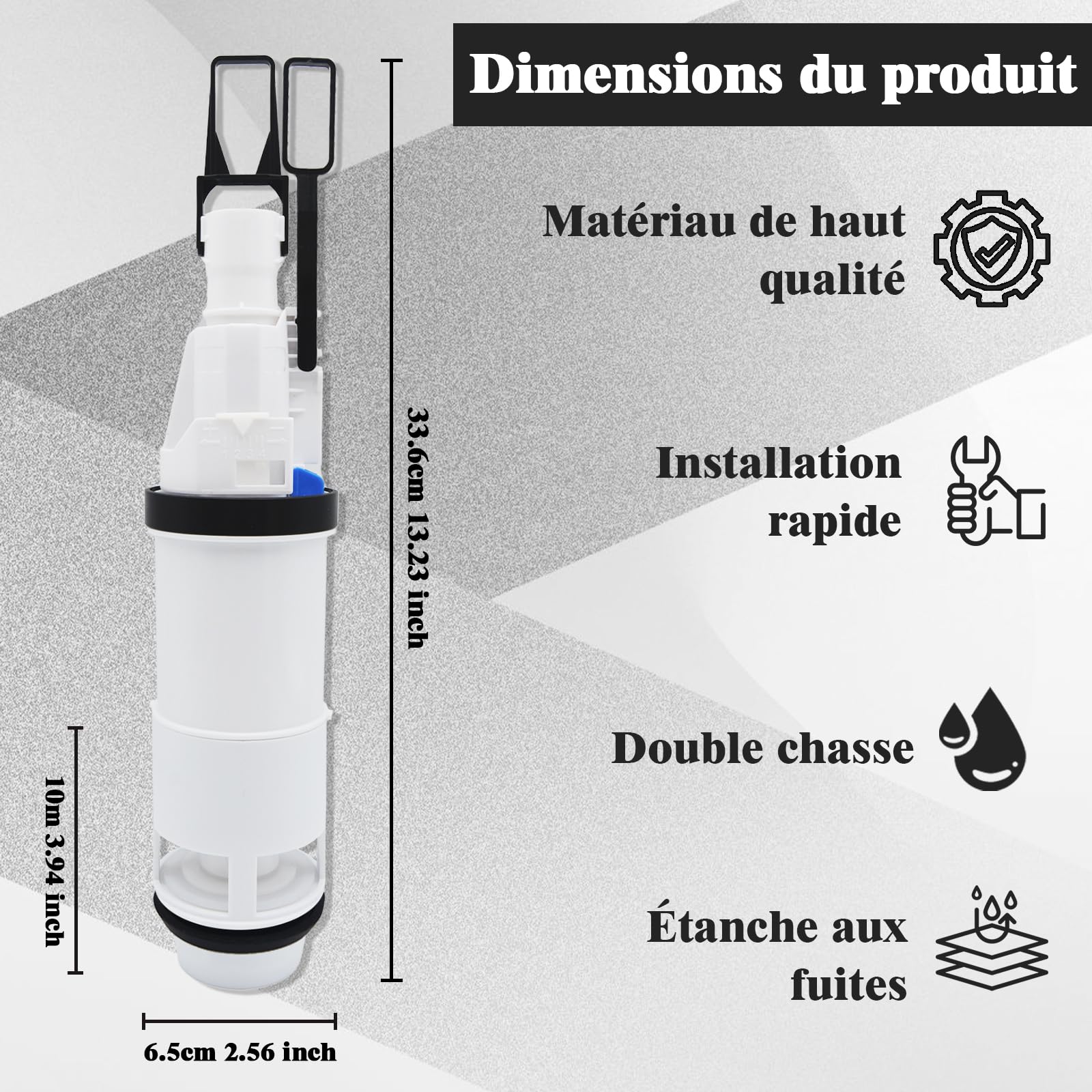 Mécanisme de Chasse d'Eau WC Compatible avec TECE, Siège de Vanne, Unité d'Étranglement, Levier de Commande. Référence de Remplacement 9820223, 1 Pièce