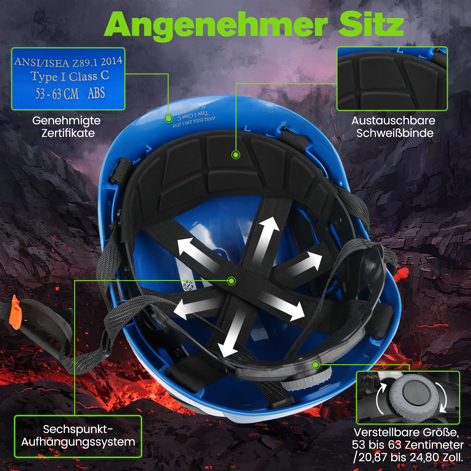 GREEN DEVIL Casque de protection industriel certifié EN397 et EN166 avec visière teintée + transparente | Casque de sécurité avec double visière pour la construction, l'artisanat et l'industrie |