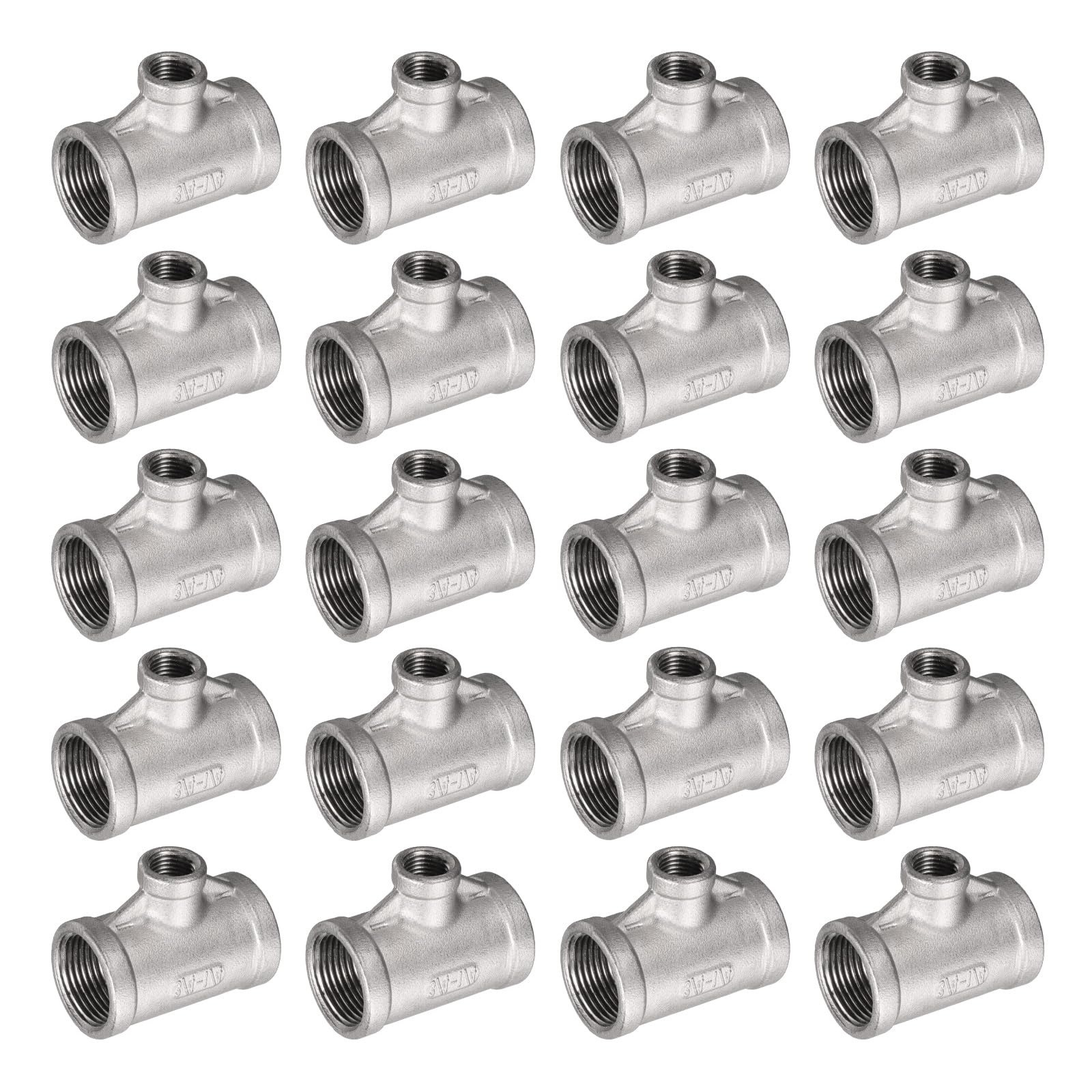 QUARKZMAN Accesorio De Tubería De Acero Inoxidable 304 Fundido 3/4 BSPT x 1/4 BSPT x 3/4 BSPT Tee Hembra Conector De 3 Vías Acoplador 25pcs