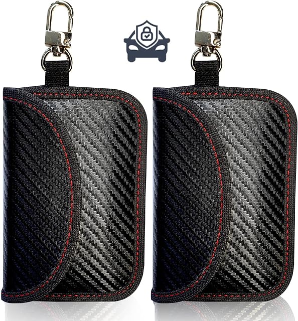 Faraday Pouch for Car keys, Car key Signal Blocker Pouch, Keyless Car key signal blocker pouch, Key pouches signal blocker, Key protector (2 Pack)(Black)