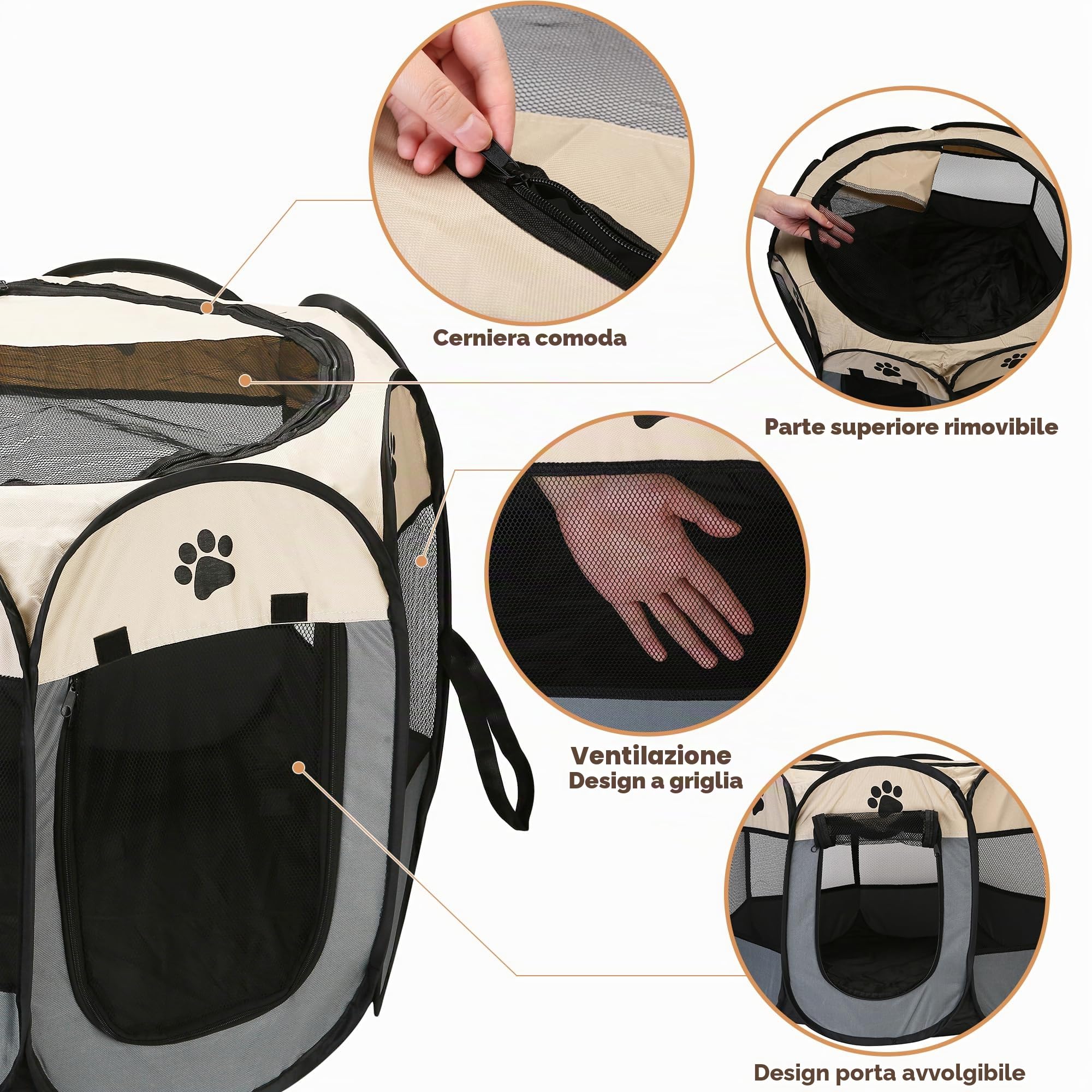 Box pieghevole per animali domestici, portatile, morbido design pop-up, per cani, gatti e gattini, gabbia in tessuto a rete traspirante, leggero e per uso interno ed esterno