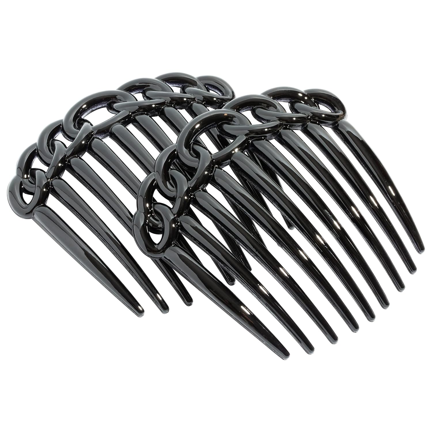 France Luxe Chain Link Side Comb Pair, Black