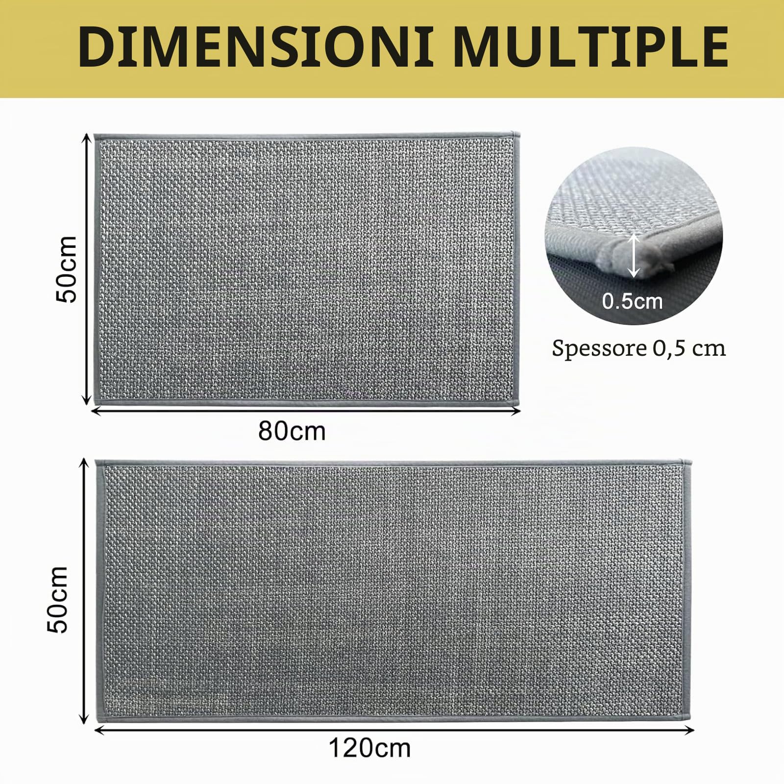 Tappeto Cucina Antiscivolo Lavabile, in Tessuto, Passatoia Assorbente, Tappeto Runner Facile da Pulire, per Sala da Pranzo, Lavanderia (Grigio, 50x120cm)