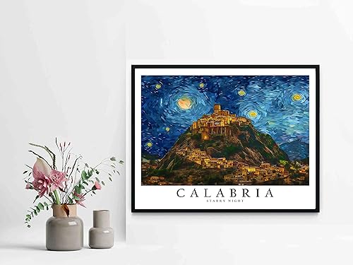 Miniatura 4 de Póster impreso de Calabria, arte de pared con tema de noche estrellada de Calabria, decoración de obra de arte para dormitorio, obra de arte de