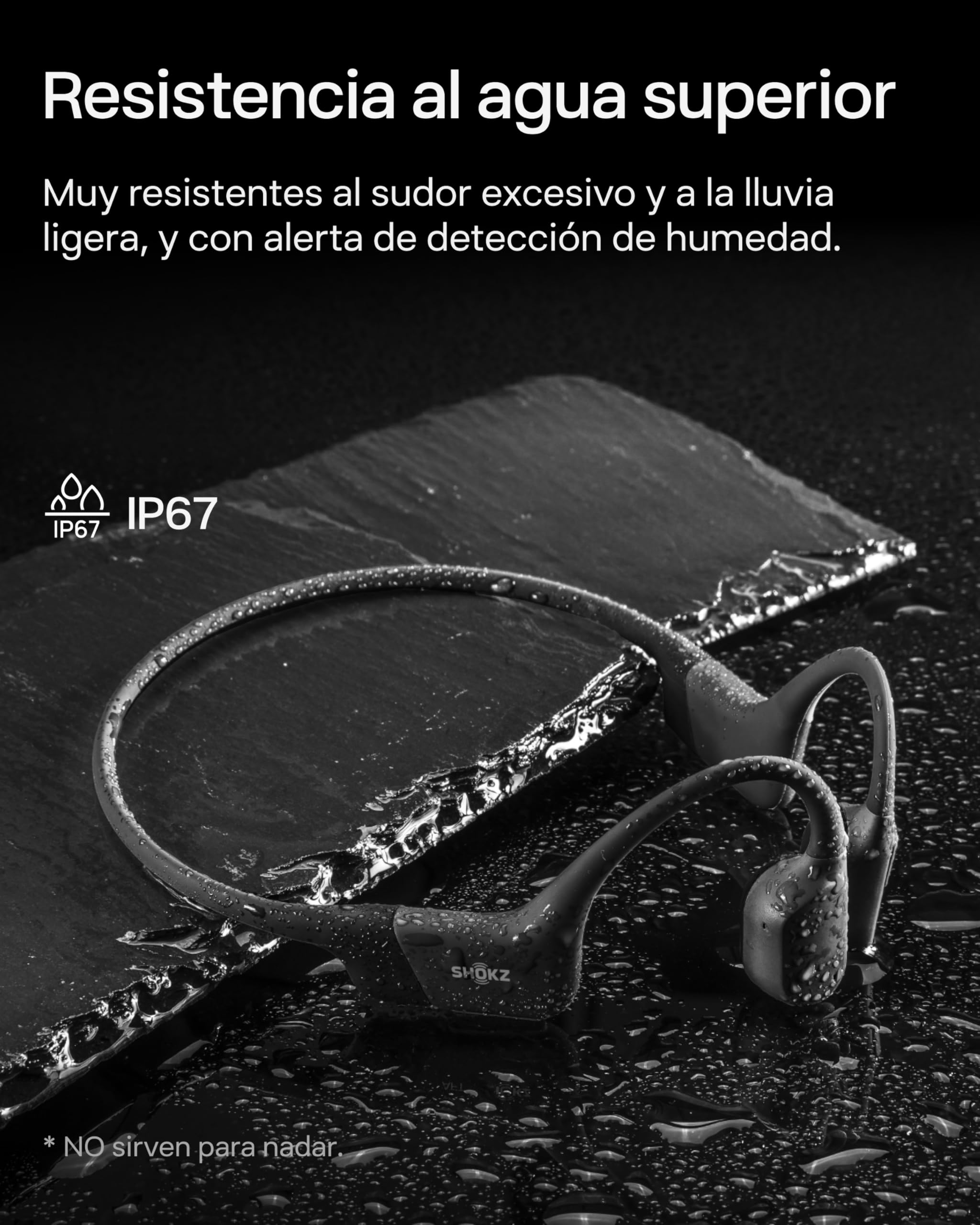 SHOKZ OpenRun Auriculares Conducción Ósea, Deportivos Inalámbricos Bluetooth con Micrófono Cancelación de Ruido, Open-Ear de Oído Abierto, Resistentes al Agua IP67 para Correr, USB-C, Negro