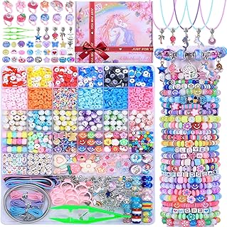 AIPRIDY 3200 Pieces Girls Toys Bracelet Making Kit, Unicorn/Mermaid Clay Beads Jewelry Activity Kit, DIY Crafts Birthday Christmas Gifts for Girls Ages 5 6 7 8 9 10 11 12 Years Old (Light Pink)