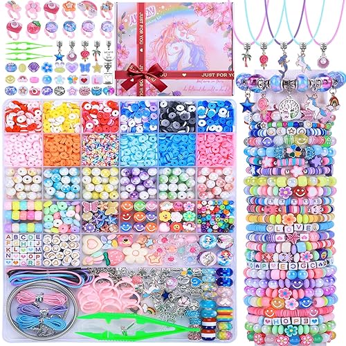 AIPRIDY 3200 Pieces Girls Toys Bracelet Making Kit, Unicorn/Mermaid Clay