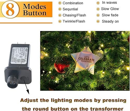 Miniatura 2 de Luces de Navidad de 66 pies, decoración del día de San Valentín, 200 luces LED románticas con 8 modos de iluminación, mini luces parpadeantes