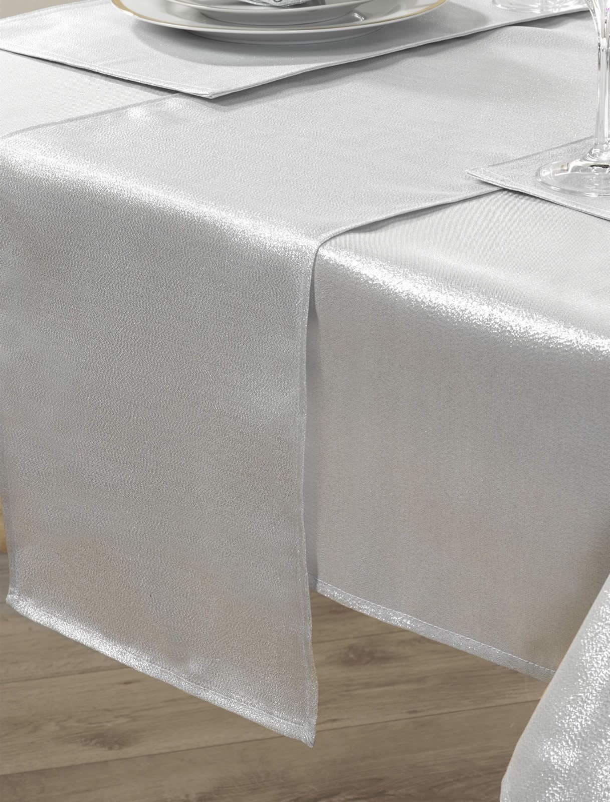 Stunning Shimmer Silver Metallic Glitter Sparkle Table Runner 13" x 72