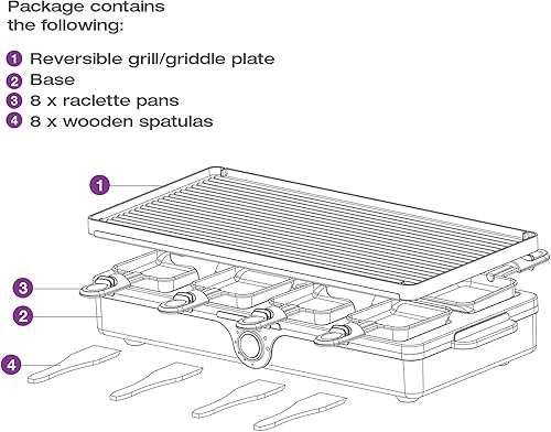 Miniatura 6 de Salton Raclette - Parrilla eléctrica para fiestas y raclette, para 8 personas, color negro