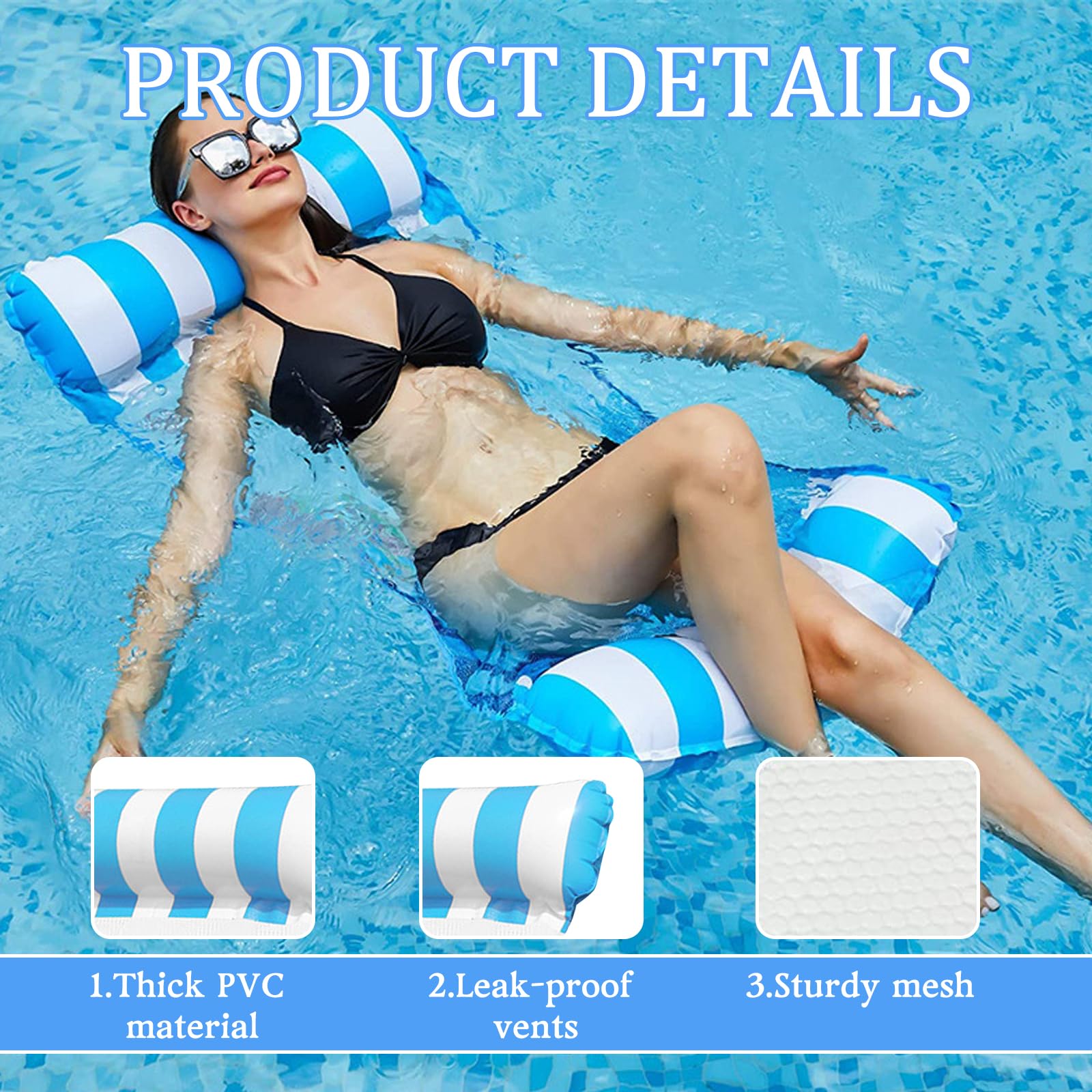 EDLMKM Inflatable Hammock Swimming Pool Float Hammock, Swimming Floats Water Hammockk, Pool Inflatables, Water Floating Rafts - Image 3