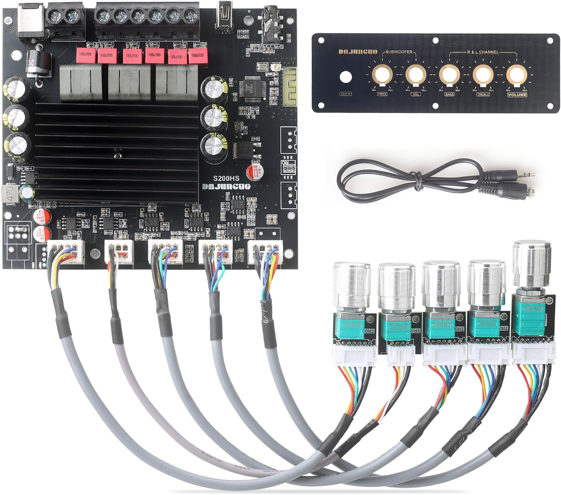 S200HS Power Amplifier Board Bluetooth5.2 TPA3221 Chip with Subwoofer 2.1 Channel 100W×2+200W,Audio Power Amplifier Module (S200HS-W)