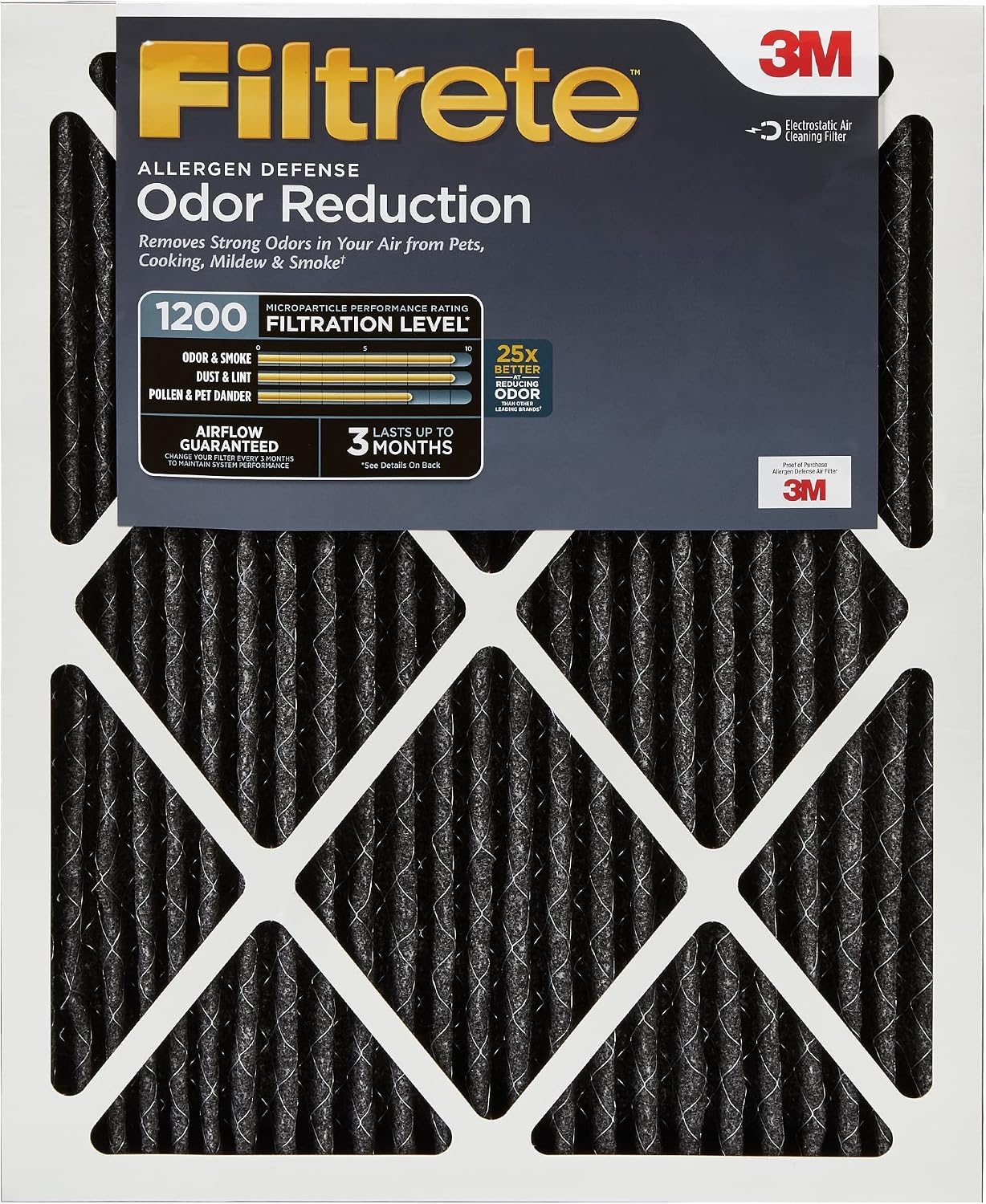 Filtrete 14x25x1 Air Filter MPR 1200 MERV 11, Allergen Defense Odor Reduction, 4-Pack (exact dimensions 13.81x24.81x0.81)