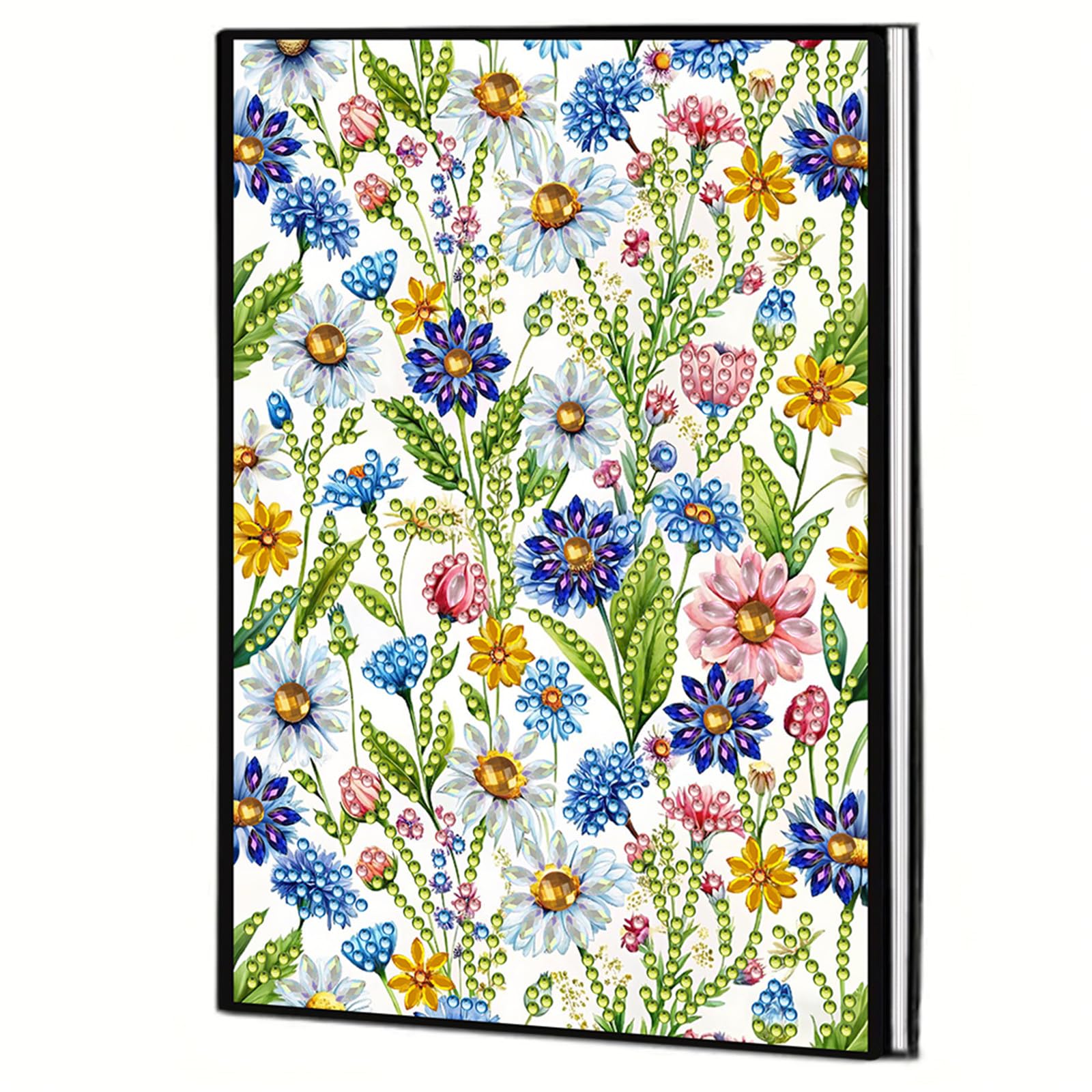 Diamond Art Notebooks — A5 Special Shape Diamonds Dot Painting Journal 50 Pages, DIY Gem Painting Kit Diamond Art Book Sketchbook Craft Gift for Adults Beginners(Flower)