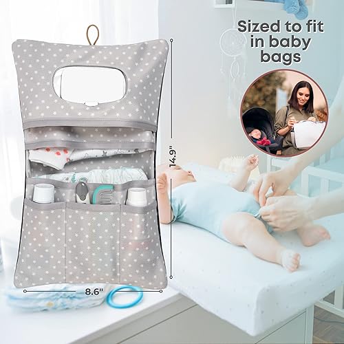 Miniatura 8 de HAMUR - Organizador de bolsas de pañales para bebé, apto para viajes, compacto y plegable, bolsa de cochecito para artículos esenciales para recién