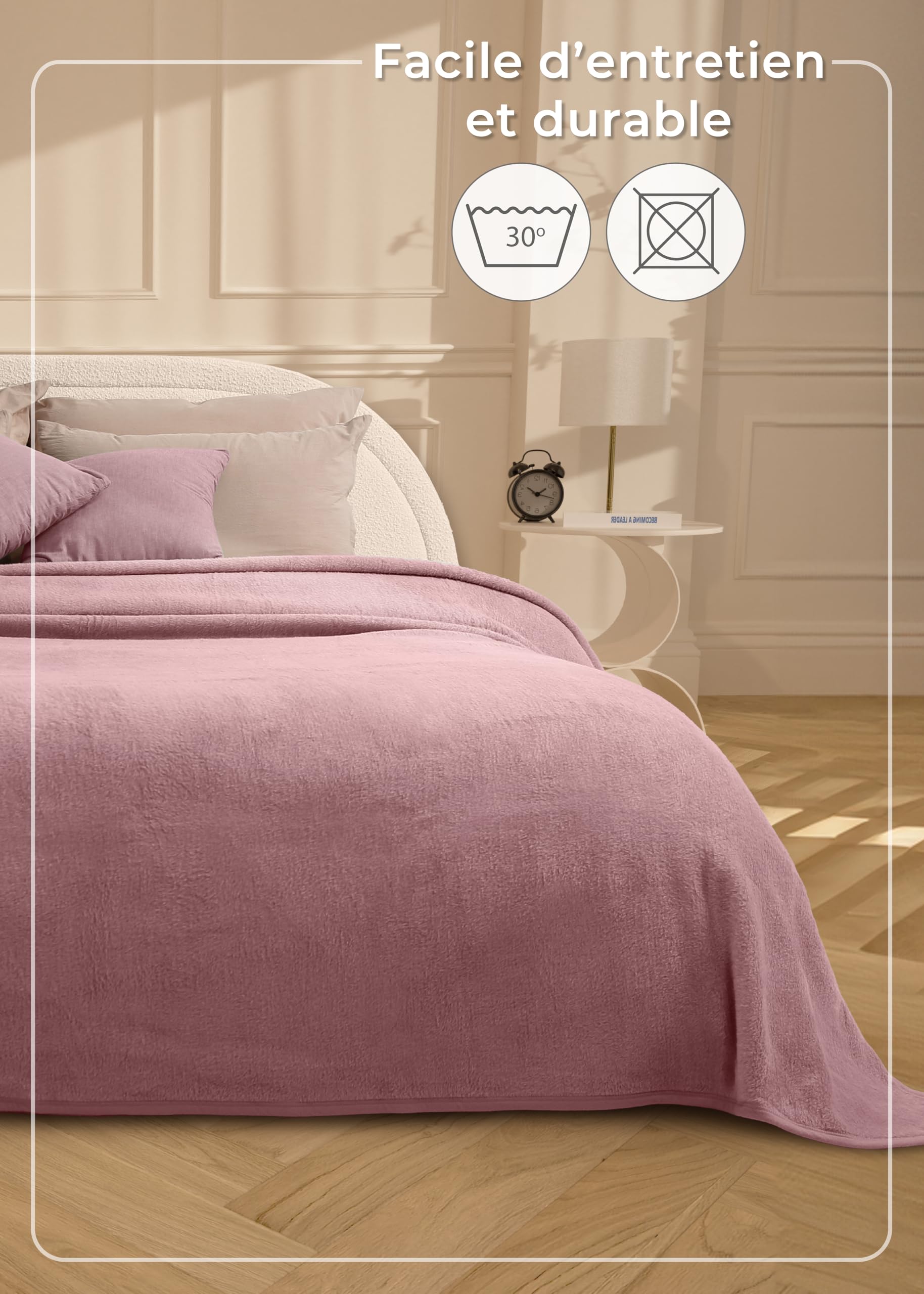 LAYNENBURG Couverture en Coton Haut de Gamme 150x200 cm – Öko-TEX 100 – Douce Couverture en Tissu mélangé Coton – Plaid pour canapé, Salon et Canapé (Vieux Rose)
