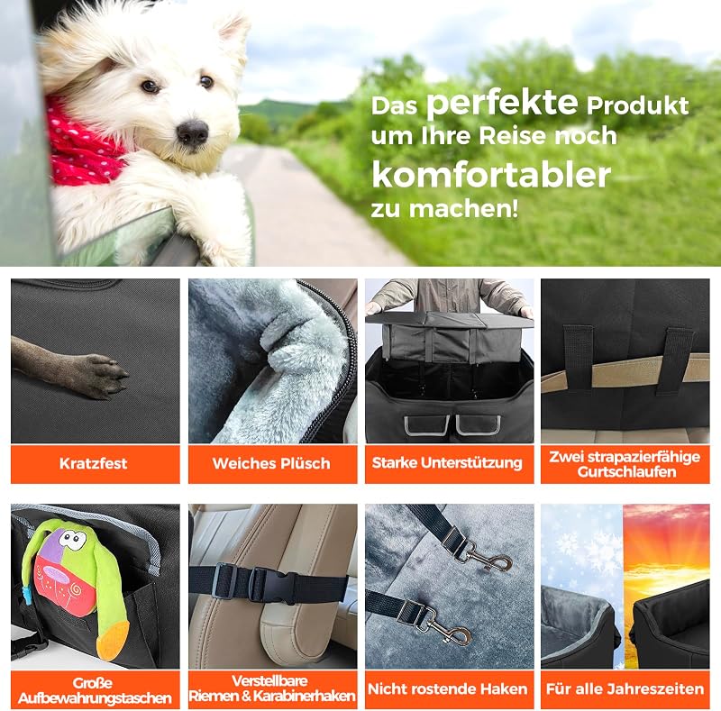 Babenest Kutya Autóülés Közepes Méretű Ebek Számára, Összecsukható Autós Ülésmagasító Biztonsági Övvel, Fekete L Méret