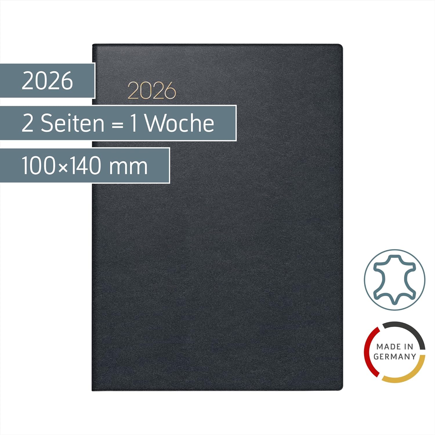 BRUNNEN Pocket Calendar Model 731 2026 | A6, Leather, Black