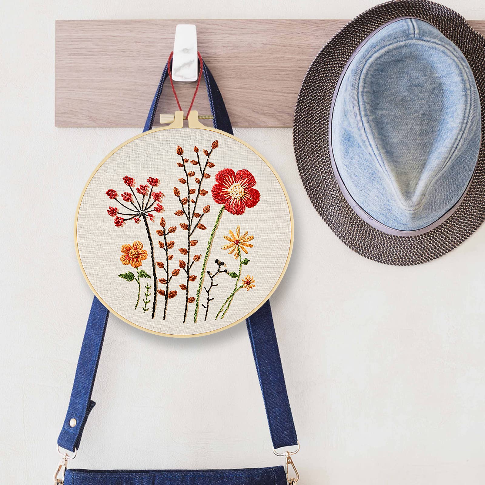 Comius Sharp Kit De Démarrage Broderie 3 Pièces - Motifs Floraux Plantes Point De Croix
