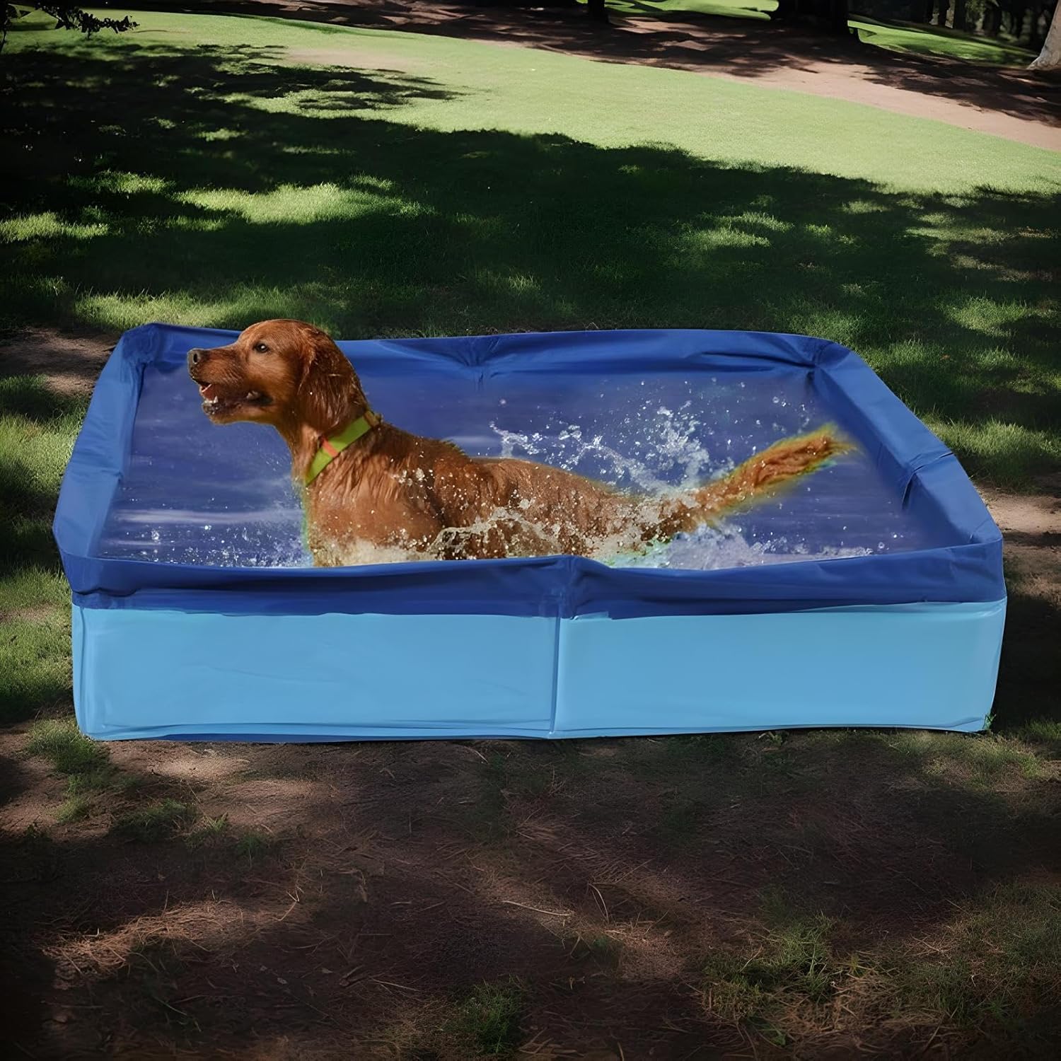 Dog Paddling Pool 50x50x10cm PVC Folding Pet Swimming Pool Dog Swimming Pools Square Non-Inflatable Foldable Pet Bath Pools Safe for Home Yard Garden Outdoor Summer